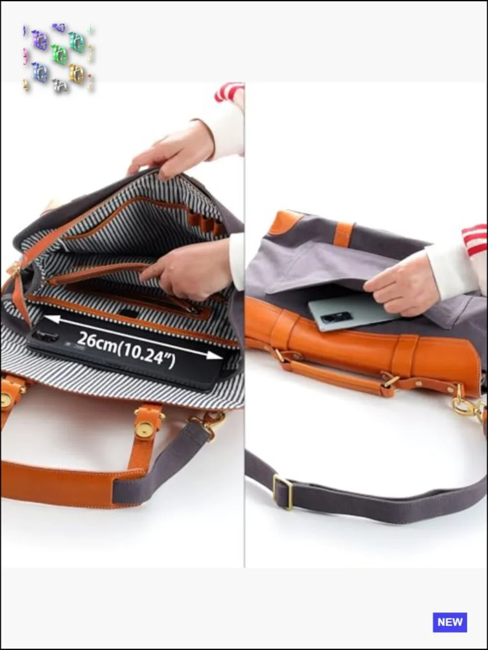 Canvas & Full Grain Leather Crossbody Bag Handmade Artisan Messenger Laptop
